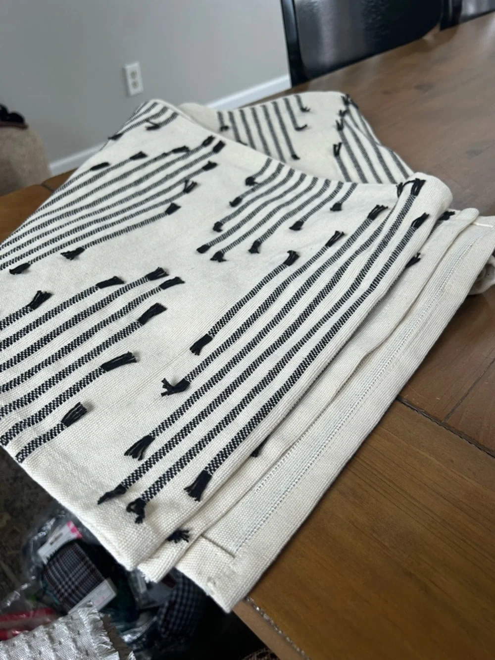 NWOT Threshold Black & White Striped Extended Length Table Runner